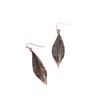 Wavy Leaf Copper Dangle Earrings Bohemian Boho