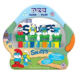 Pez The Smurfs Gift Set! Includes 4 Smurfs & Blue Candy