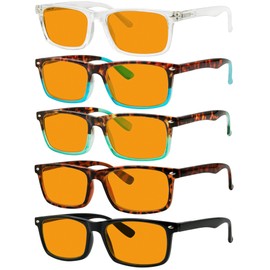 Eyekepper Multipack Orange tinted Blue Light Blocking Reading Glasses for Women Men Readers Computer Eyeglasses +1.00