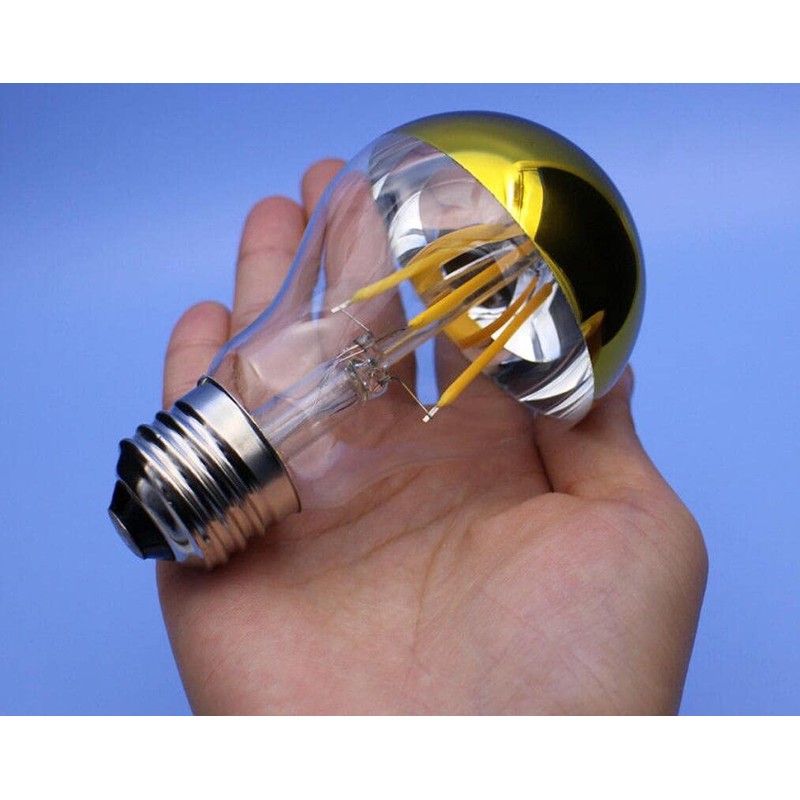 A60 Half Chrome Light Bulb 3 Pack,6 Watts(60W Equivalent)E27 Base