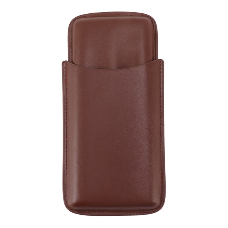 Leather Cigar Case Portable 3 Finger Cigar Humidor Carrying Case