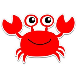 Happy Red Crab - 8" Vinyl Sticker - for Car Laptop I-Pad - Waterproof Decal