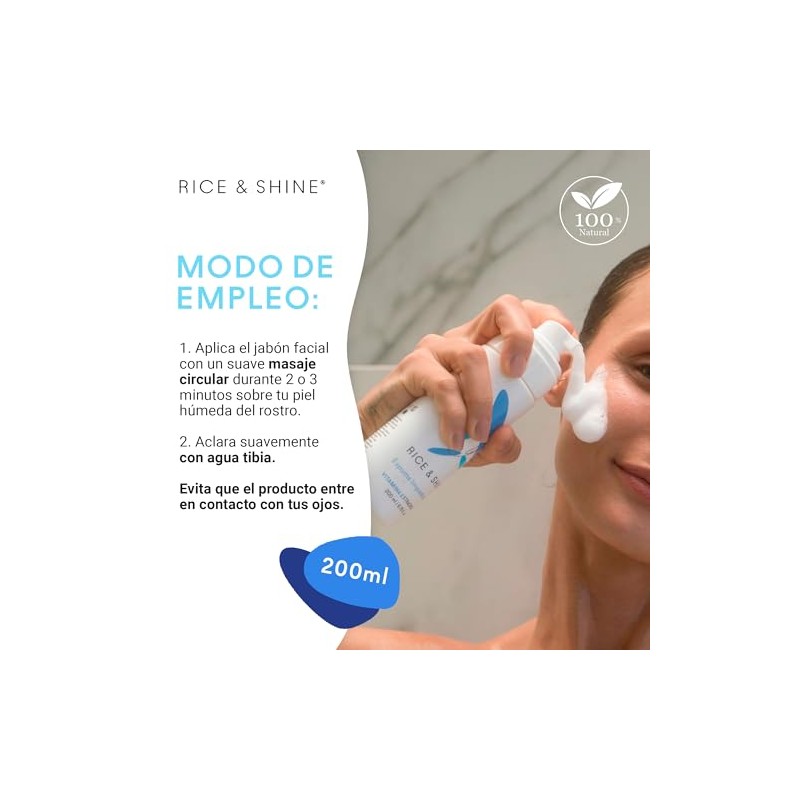 Rice Shine Limpiador Facial Espuma Jabon Más Vitamina Que Aceite