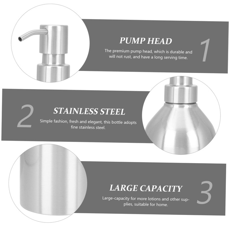 Ciieeo Stainless Steel Soap Dispenser Shampoo Pump Bottle Laundry Liquid