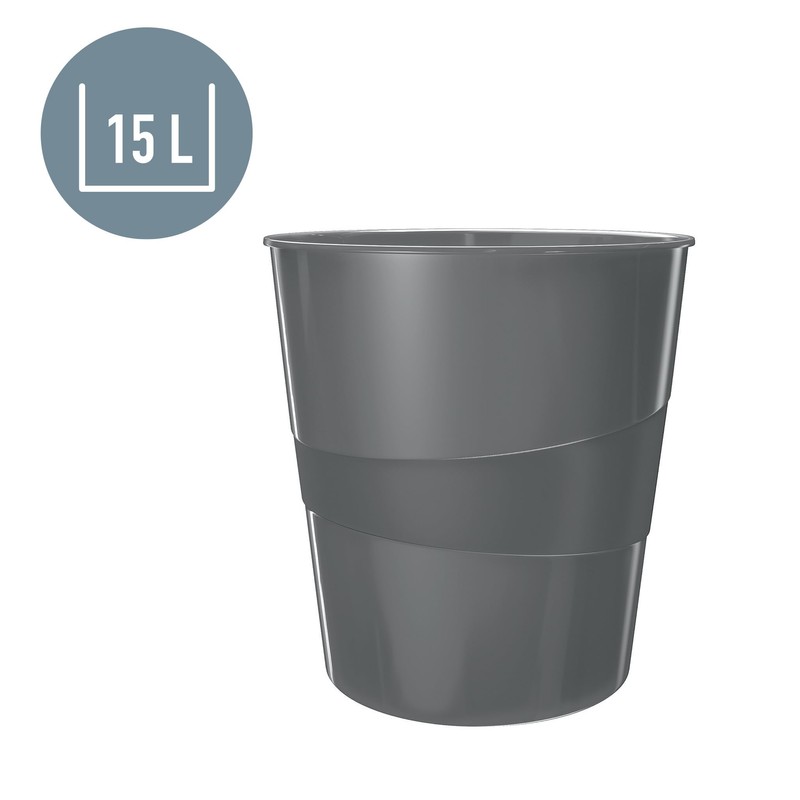 Leitz Wow 52781001 Waste Paper Bin, 15 l, Polystyrene