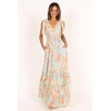 Petal & Pup Women's Christabel Tiered Maxi Dress, Blue Floral