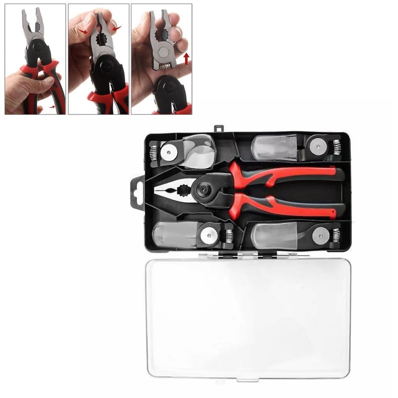 5 in 1 Pliers Set Interchangeable Heads 8 Inch Handle