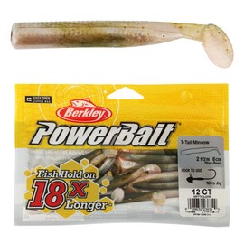 Berkley Powerbait T-Tail Minnow Soft Bait 6cm Olive Pearl Qty 12