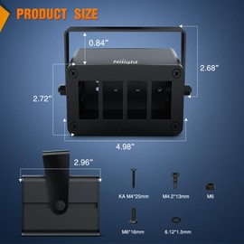 Nilight 4 Gang Rocker Switch Box 4 Holes Panel Detachable Installation Housing Waterproof Aluminum Rotatable Mount Bracket 12V 24V DIY Toggle Switches Voltmeter USB Socket for Boats Cars RVs Trucks