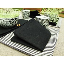 Set of 12 Napkins Black Linen Lucia