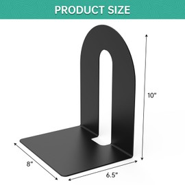Heavy Duty 10" Bookends, 2 Pair Black Heavy Duty Bookends, Bookend Stopper for Heavy Books, for Office, Bookshelves, Binders & Books