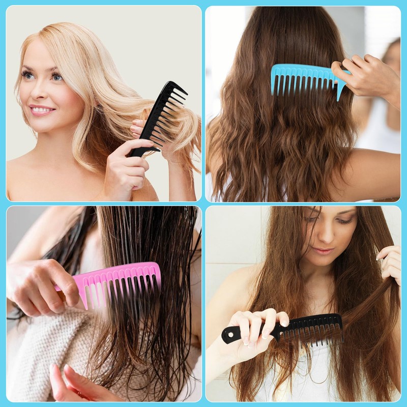 Fgail 4PCS Wide Tooth & Rat Tail Hair Combs Set