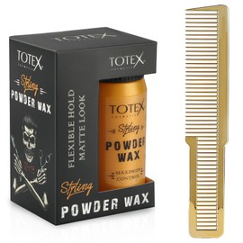 Totex Hair Styling Powder Wax 20gr & Wahl Style Flat Top Comb Gold Set