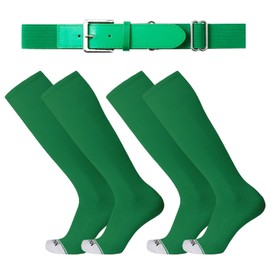 Youper- Calcetines y cinturón de béisbol Elite para jóvenes (2 pares de calcetines y 1 cinturón) (tamaño mediano, Kelly/blanco)