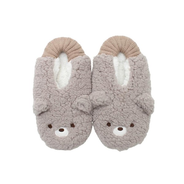 Aqua Garage Mokomo Core Animal Socks, Room Shoes, Fluffy, Easy to Wear, Warm, Easy to Wear, Room Shoes, Cold Protection, Thick Soles, Low Rise, Poppy, bears