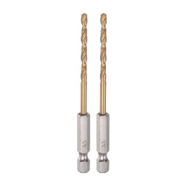 sourcing map 2 Pieces 1/4 Inch Hex Shank Bore Bits 3.5 mm Titanium Bore Bits Set M35 High Speed Steel Rotary Drill Bit 90 mm Long Full Grounding for Wood Stainless Steel Metal Plastic