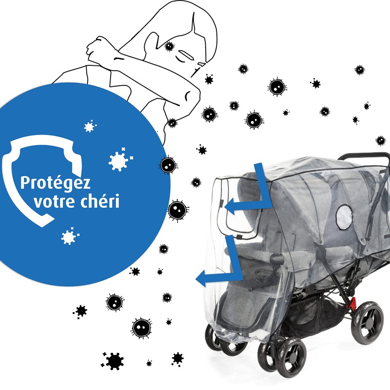 Reer RainCover Duo Regenschutz für Geschwisterwagen, 1er Pack
