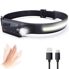 Wasatch Direct The Original Rechargeable LED Headlamp - 1000 Lumens, 230° Wide Beam with Motion Sensor, Waterproof for Camping, Hiking, Night Running, Fishing, Cycling, and More