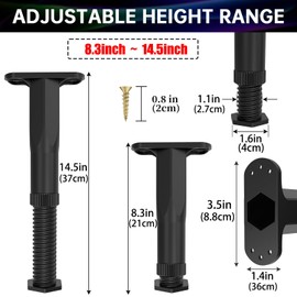 HAIYUU Furniture Feet, Adjustable, Pack of 4 Furniture Feet, Black, Furniture Feet, Height Adjustable, Bed Feet, Replacement Support Feet, Table Legs for Furniture, Sofa, Bed, Bedside Table, Cabinet,