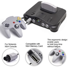 miadore Retro Wired Controllers for N64 Console, Classic Controller Joystick for Classic 64 Console N64 Game System, Grey