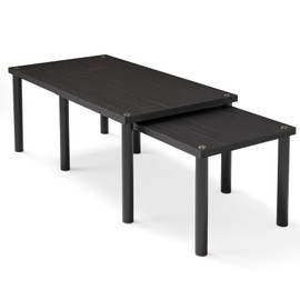 VERTORGAN Cabinet Organizer Shelf(Set of 2),Kitchen Counter Shelves,Bamboo Spice Rack Countertop and Cabinet,Stackable Expandable,Large(Black)