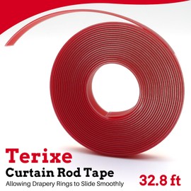 Terixe 32.8 Ft Hard Surface Curtain Rod Tape, Solve The Problem of Curtain Rings on Telescopic Curtain Rods Getting Stuck and Making Noise When Sliding, Allowing Drapery Rings to Slide Smoothly