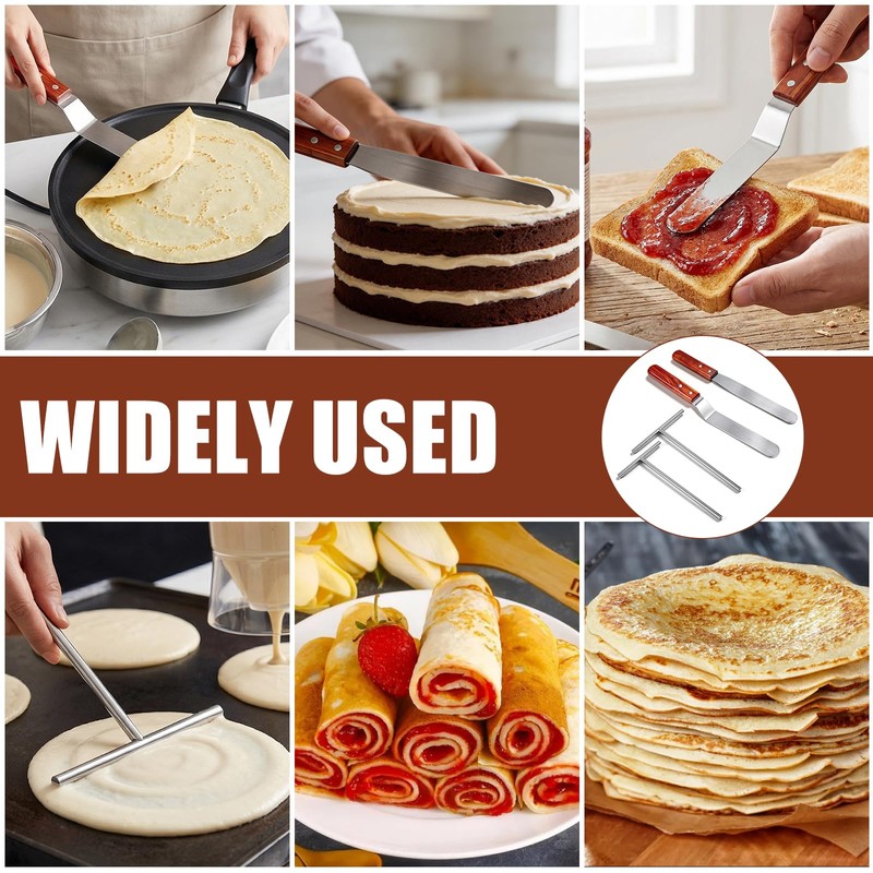 Lainballow Crepe Spreader and Spatula Kit, 7" & 5" T-Shaped