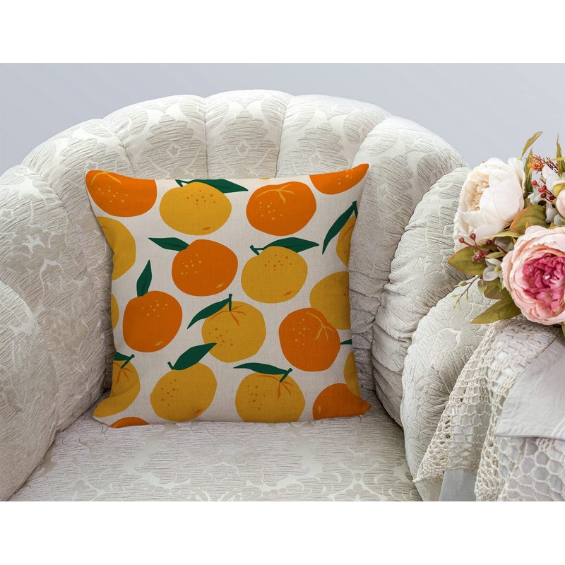 Tomda Cushion Cover Mandarins Oranges Summer Fruits Decorative Throw Pillow