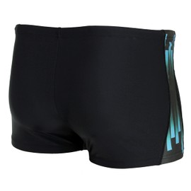 Aquarti Men's Swimming Trunks Short Sporty Stripes, black/blue