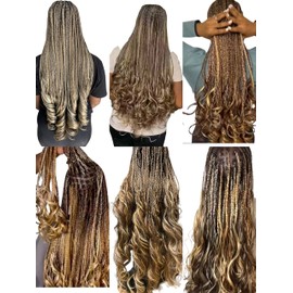 24 Inch French Curly Braiding Hair 8 Bundles Loose Wavy Spiral Curl French Crochet Braid Hair (8 Bundles, Brown mix 2/27/613)