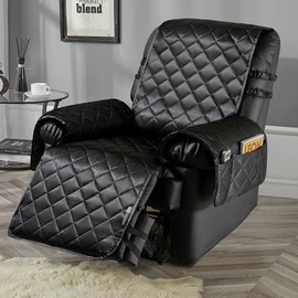 STONECREST Cooling Recliner Chair Cover - Silky Satin Recliner Cover, Recliner Slipcover Stay in Place (Black, Recliner 25" Regular)