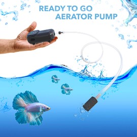 Skywin Portable Aerator for Fish, USB Rechargeable Live Bait Aerator 18–32H Battery, Keeps Bait Alive Anywhere, Quiet Aquarium Water Pump for Buckets, Coolers, Aquariums, Salt & Freshwater (Black)