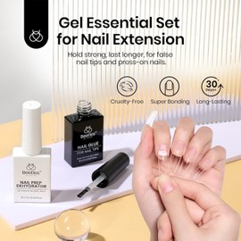 Beetles 9 In 1 Gel Nail Glue Nail Dehydrator Kit for Acrylic Nails Acid Free & Hema-Free Professional Dehydrator Prep for U V Gel Polish Long Lasting Led Lamp Required