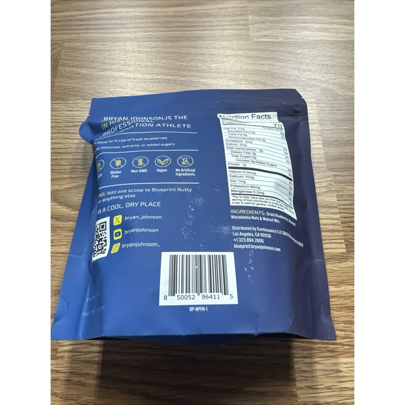 Blueprint Bryan Johnson Blueberry Nut Mix 1 Lb Bag 30