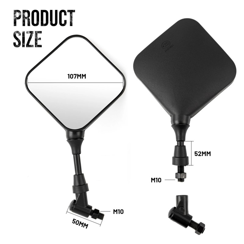 TWOM Black Dual Sport Motorcycle Side Mirrors For Suzuki DR200