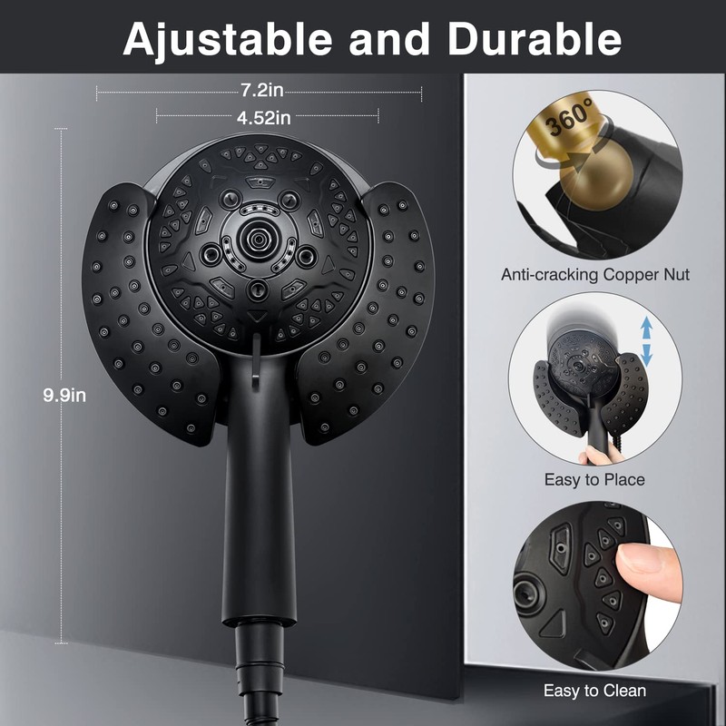Shower Head with Handheld High Pressure: 2-IN-1 Shower Head with