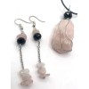 Juego De Collar Y Aretes De Cuarzo Rosa