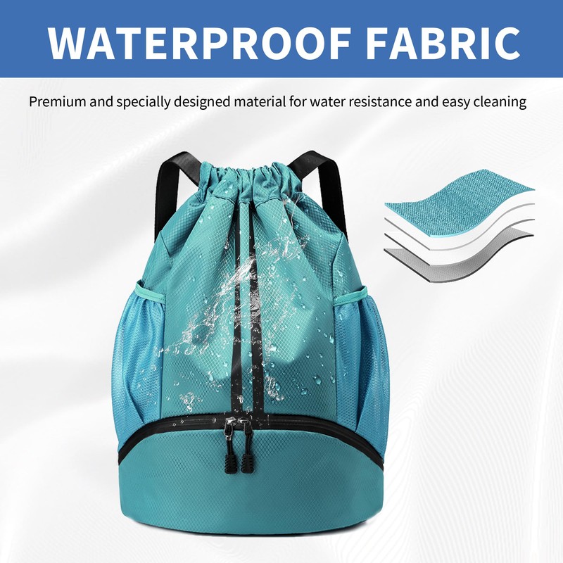 JELUTAR Drawstring Backpack Gym Bag with Shoes Compartment for Soccer,