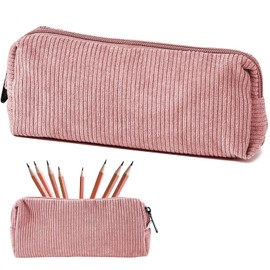 UNIANE Corduroy Fabric Pencil Case Small Pencil Case Girls Pencil Case Small Pencil Case for Adults Teenagers Pencil Case with Zip Cosmetic Organiser Pencil Case, pink, aesthetic pencil case