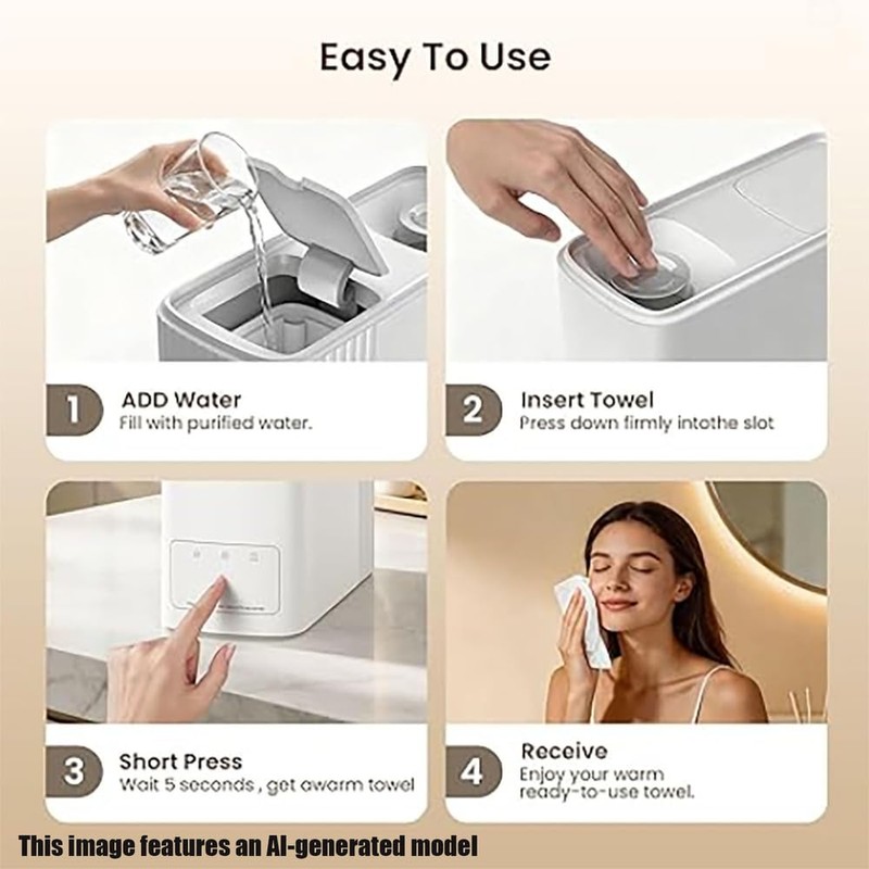 Hot Towel Warmer for Face, 5-Second Fast Heating Facial Home