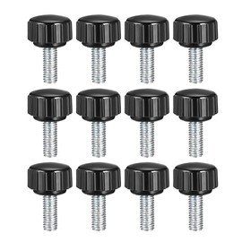 uxcell M5 x 15mm Metric Male Thread Knurled Clamping Knobs Grip Thumb Screw on Type Plastic Threaded Hand Bolt Knobs Black 12 Pcs