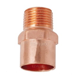 EZ-FLUID Plumbing (2-Pcs) 1-1/4" Solder x 1" MIP LF Copper Male Adapter,C x MIP Sweat To Male Threaded Male Adapter,Reducing Adapter Sweat Solder Copper Pipe Fittings