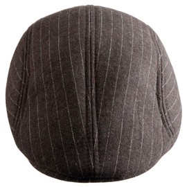 KYEYGWO Men's Classic Autumn Winter Flat Golf Hat Stripes Wool Blend Gatsby Ivy Cabbie Beret Hat - Brown, Striped coffee (wool blend)