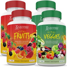 Justified Laboratories Vital Fruits and Veggies Supplement Red & Green Superfoods Whole Food - Offer: 2 Sets