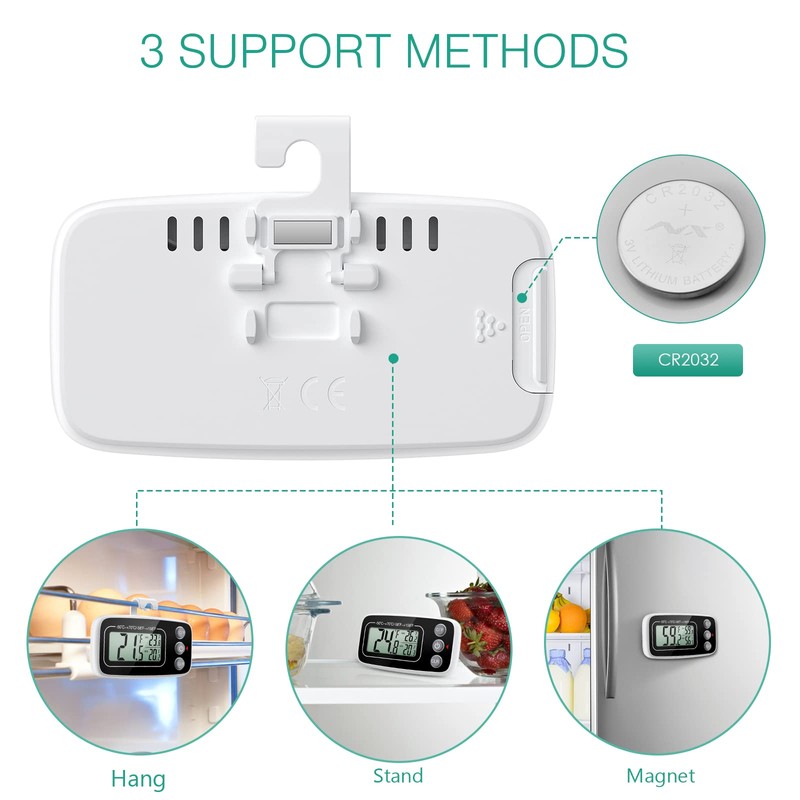 ORIA Fridge Freezer Thermometer, Digital Refrigerator Thermometer with LCD Display,