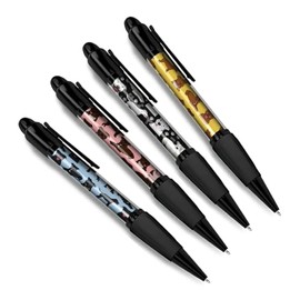 DV DESIGN Set of 4 Staffordshire Bull Terrier Black Ballpoint Pens - Staffy Animals Pets Dog Puppy Pattern Themed Boys Girls Men Women Pen Gift #81110