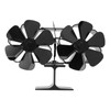 Double Heads Fireplace Fan 6 Blades Thermal Power Black Stove
