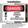 (2 Pack) Battery Charging Area Risks OSHA Danger Sign 7