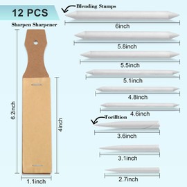Jeimier 12 Pcs Blending Stumps for Drawing, Tortillions Blending Sticks for Beginner Drawing, Art Blenders, Blending Tools Paper Stumps for Shading Completed, Blending Pencil for Sketching, Softness