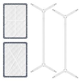 Xunesip Bed Sheet Straps, 2Pcs Elastic Adjustable Bed Sheet Holder Straps, Fitted Sheet Straps to Hold Sheets in Place with Metal Clips, Sheet Holders for Mattress Cover, Sheet, Sofa Cushion (White)